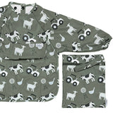 Grayson Long Sleeve Bib - Farm - Pine Green Baby Accessories Calla & Friends
