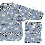 Grayson Long Sleeve Bib - Farm - Powder Blue Baby Accessories Calla & Friends