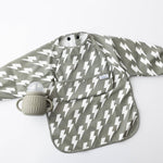 Grayson Long Sleeve Bib - Lightning Bolts - Pine Green Baby Accessories Calla & Friends