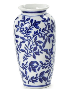 Hand-Painted Blue and White Chinoiserie Vases Home Decor Two's Company Wide Mouth