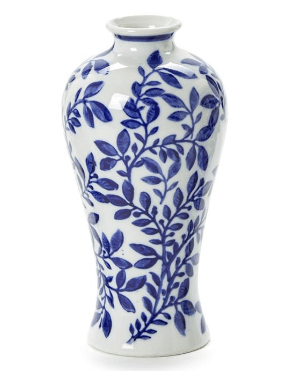 Hand-Painted Blue and White Chinoiserie Vases Home Decor Two's Company Plum