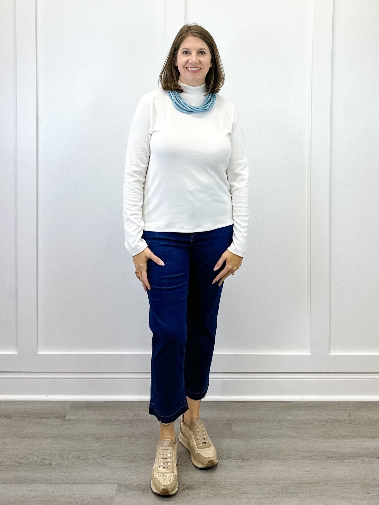 Hannah Mock Neck Top - Off White