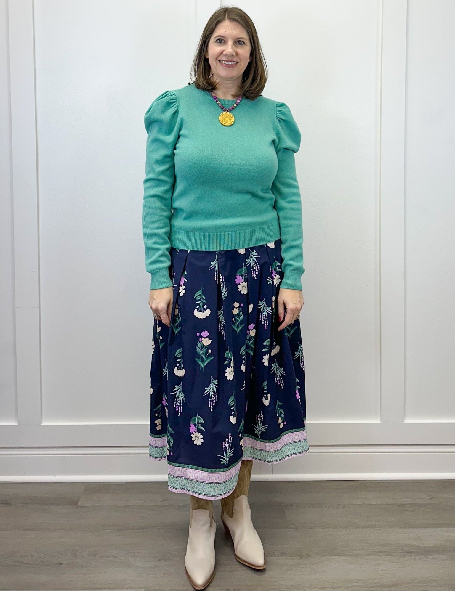 Harbor Mist Puff Sleeve Knit Sweater Sweaters &Merci