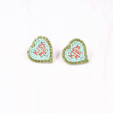 Heart Message Earring Mint Earrings Caroline Hill