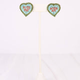 Heart Message Earring Mint Earrings Caroline Hill