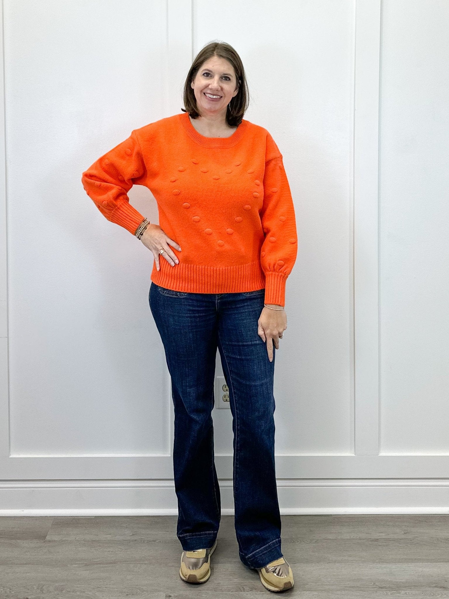 Heart Pop Sweater - Orange Sweaters Umgee
