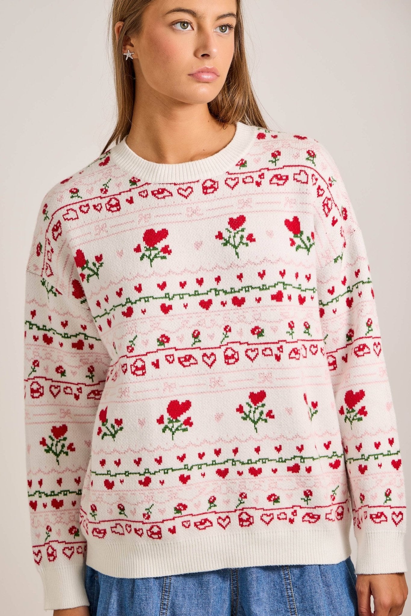 Heart & Rose Sweater Sweaters Main Strip