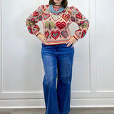 Heartstrings Sweater - Pink Multi Sweaters &Merci