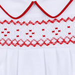 Henry Smocked Collared Boy Footie - White/Red Baby Sleepwear Magnolia Baby