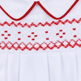 Henry Smocked Collared Boy Footie - White/Red Baby Sleepwear Magnolia Baby