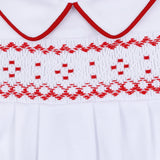 Henry Smocked Collared Boy Gown - White/Red Baby Sleepwear Magnolia Baby
