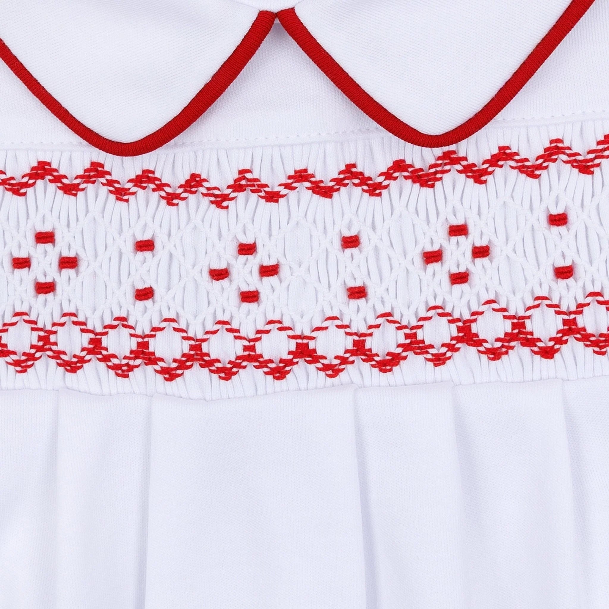 Henry Smocked Collared Boy Gown - White/Red Baby Sleepwear Magnolia Baby