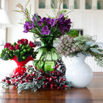 Hibiscus Glass Dark Green Medium Fluted Vase Home Decor Vietri