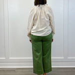 High Rise Fly Front Palazzo - Chive Pants Tribal