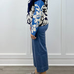 Knit Jacquard Funnel Neck Sweater - Sapphire Sweaters Tribal