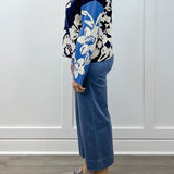 Knit Jacquard Funnel Neck Sweater - Sapphire Sweaters Tribal