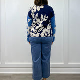 Knit Jacquard Funnel Neck Sweater - Sapphire Sweaters Tribal
