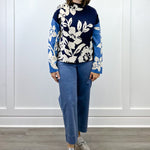 Knit Jacquard Funnel Neck Sweater - Sapphire Sweaters Tribal