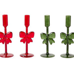 Holiday Bows Hand Crafted Taper Candleholders - Assorted Seasonal Two's Company