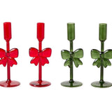 Holiday Bows Hand Crafted Taper Candleholders - Assorted Seasonal Two's Company