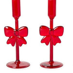 Holiday Bows Hand Crafted Taper Candleholders - Assorted Seasonal Two's Company Red