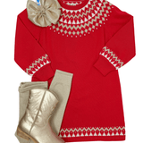 Holiday Fair Isle Swing Sweater Dress - Sugar Babies Children's Boutique/Meg's Shoppe