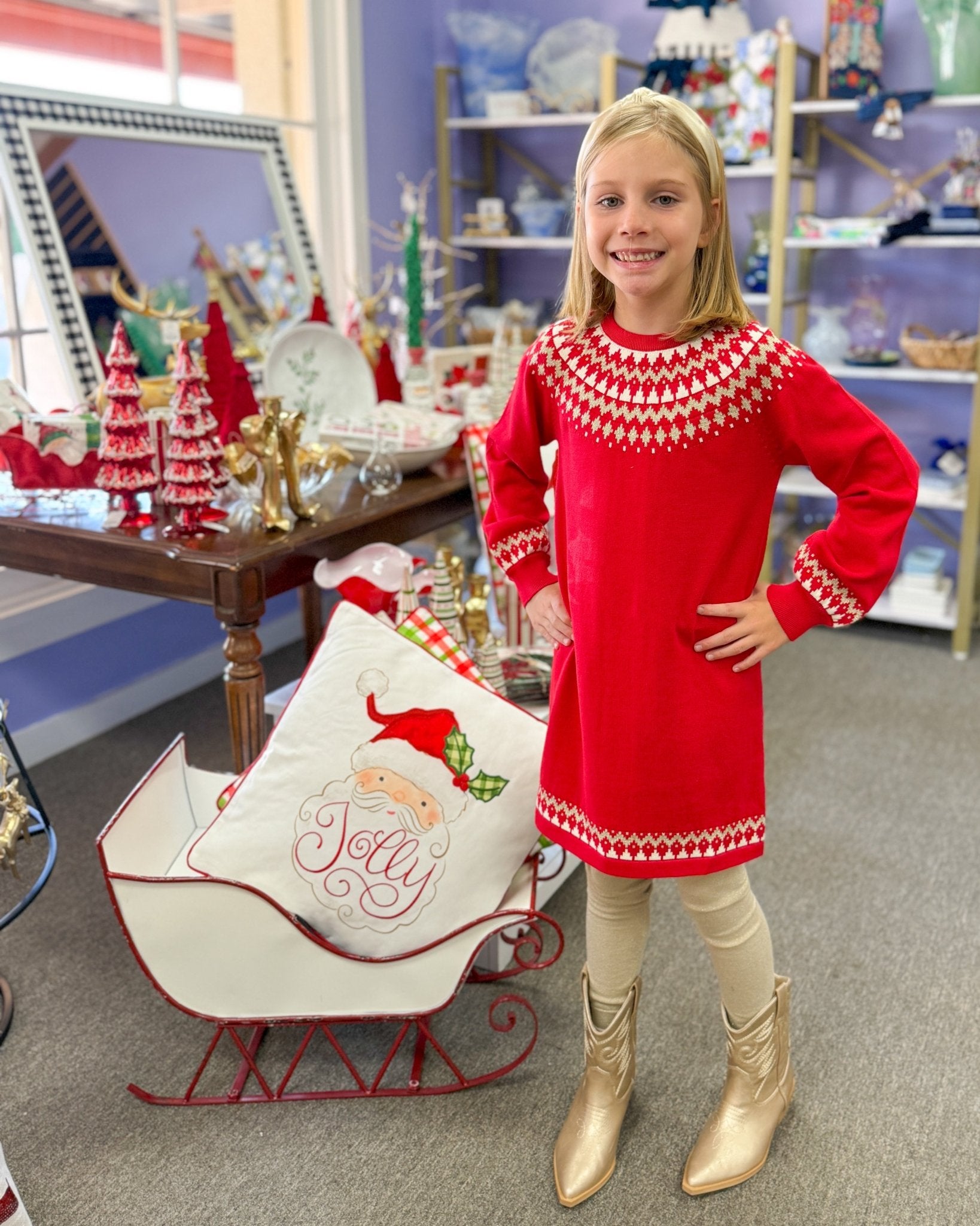 Holiday Fair Isle Swing Sweater Dress - Sugar Babies Children's Boutique/Meg's Shoppe
