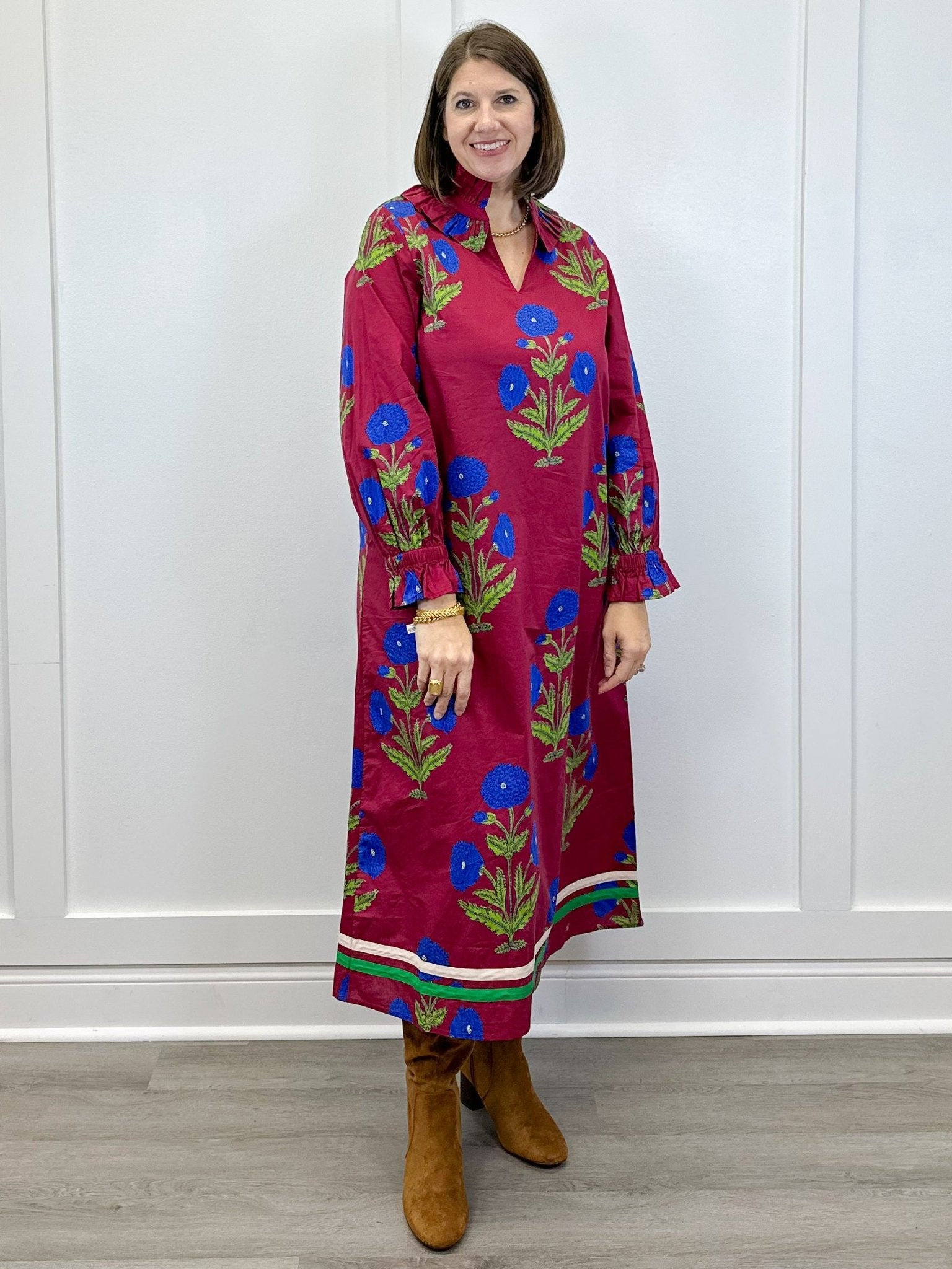 Holiday Garden Dress - Burgundy Long Dresses Jodifl