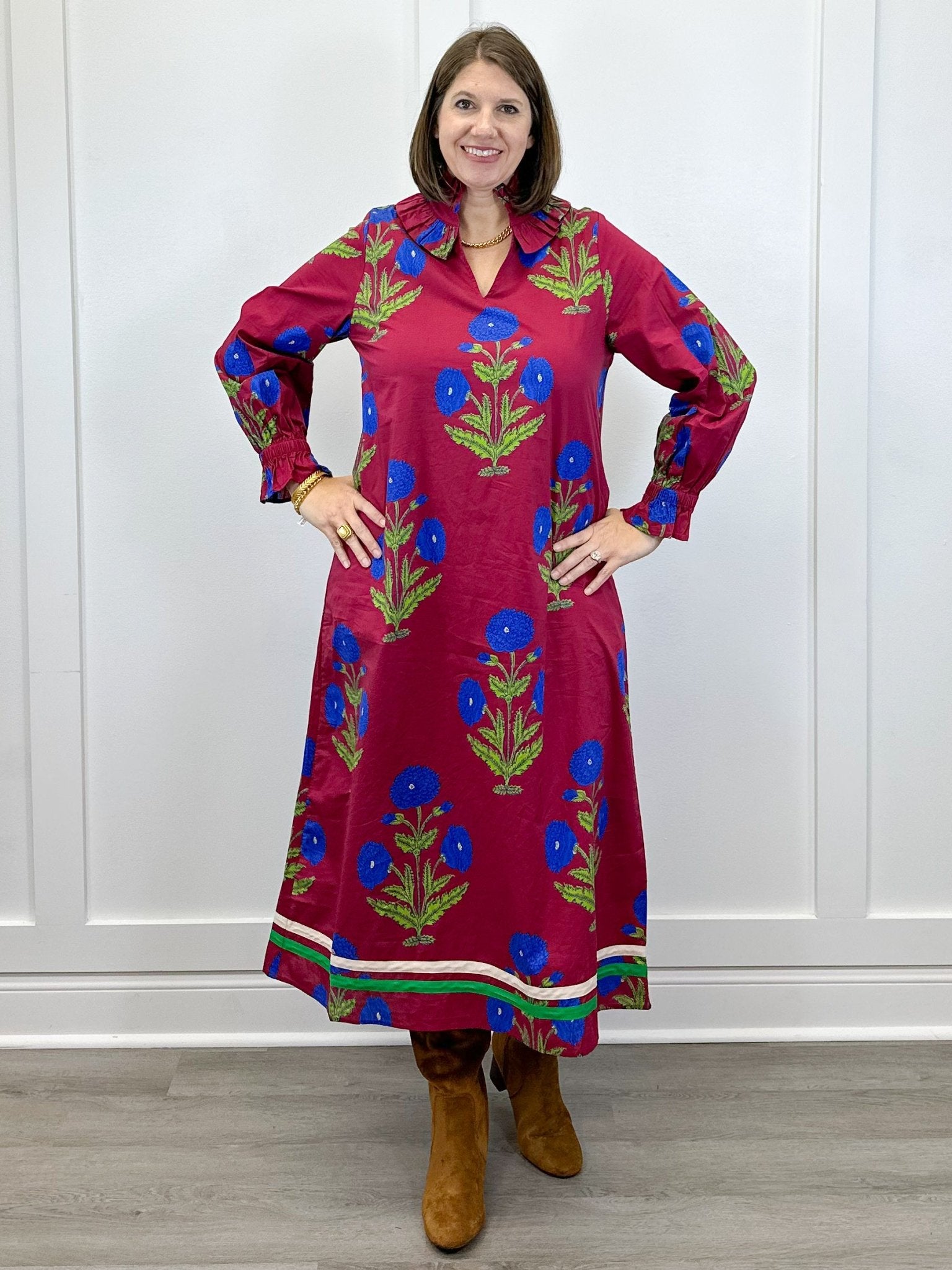 Holiday Garden Dress - Burgundy Long Dresses Jodifl