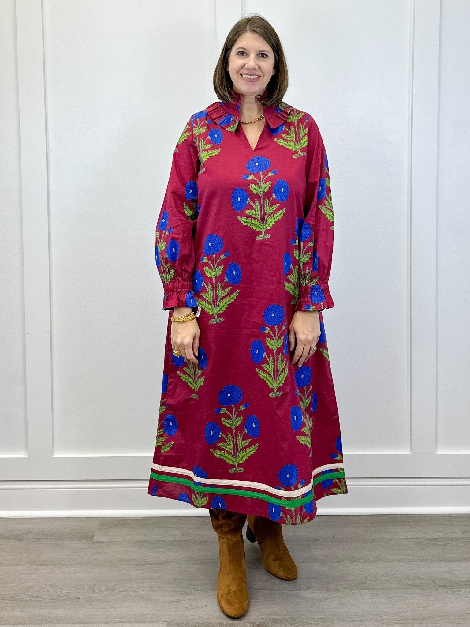 Holiday Garden Dress - Burgundy Long Dresses Jodifl