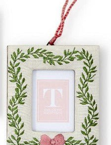 Holiday Memories Embroidered Photo Frame Ornament - Assorted Home Decor Two's Company Fern Frame