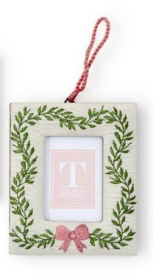 Holiday Memories Embroidered Photo Frame Ornament - Assorted Home Decor Two's Company Fern Frame