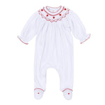 Holly Bishop Footie - White/Red Baby Sleepwear Magnolia Baby