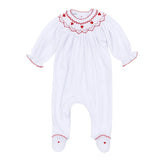 Holly Bishop Footie - White/Red Baby Sleepwear Magnolia Baby