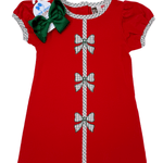 Holly Bow Dress - Red - Sugar Babies Children's Boutique/Meg's Shoppe
