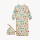 Honey Blossom Modal Ruffle Gown & Hat Set Baby Sleepwear Magnetic Me