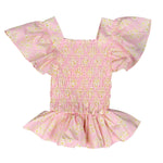 India Top - Pink Ditsy Floral Girls Tops + Tees Bisby