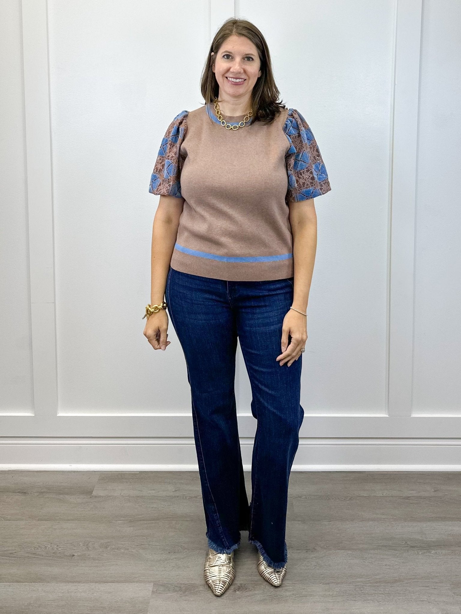 Indy Top - Lace Mocha Sweaters FATE