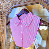 Instant Elevation Faux Collar - Pink and White Stripe Ruffle Misc Accessories Giddy Up Glamour