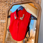 Instant Elevation Faux Collar - Red Rhinestone Misc Accessories Giddy Up Glamour