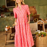 Ivy Dress - Rosette Charm Pink Long Dresses Mary Square