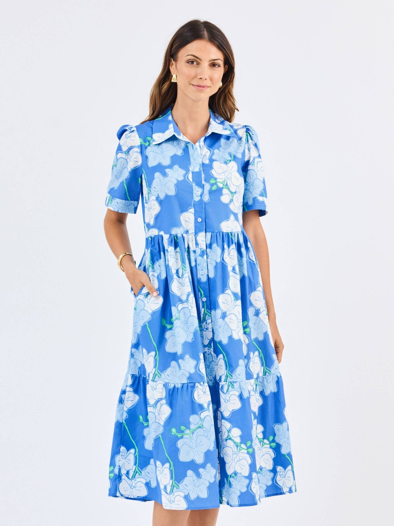 Jema Dress - Orchid Revere Blue Long Dresses Mary Square