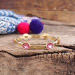Jeweled Golden Bangle - Hot Pink Bracelets PennyLine inc