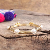 Jeweled Golden Bangle - Pearl Bracelets PennyLine inc