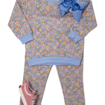 Jogger Set - Blue Floral Girls Sets Sage & Lilly