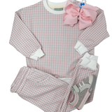 Jogger Set - Pink Gingham Girls Sets Sage & Lilly