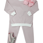 Jogger Set - Pink Gingham Girls Sets Sage & Lilly