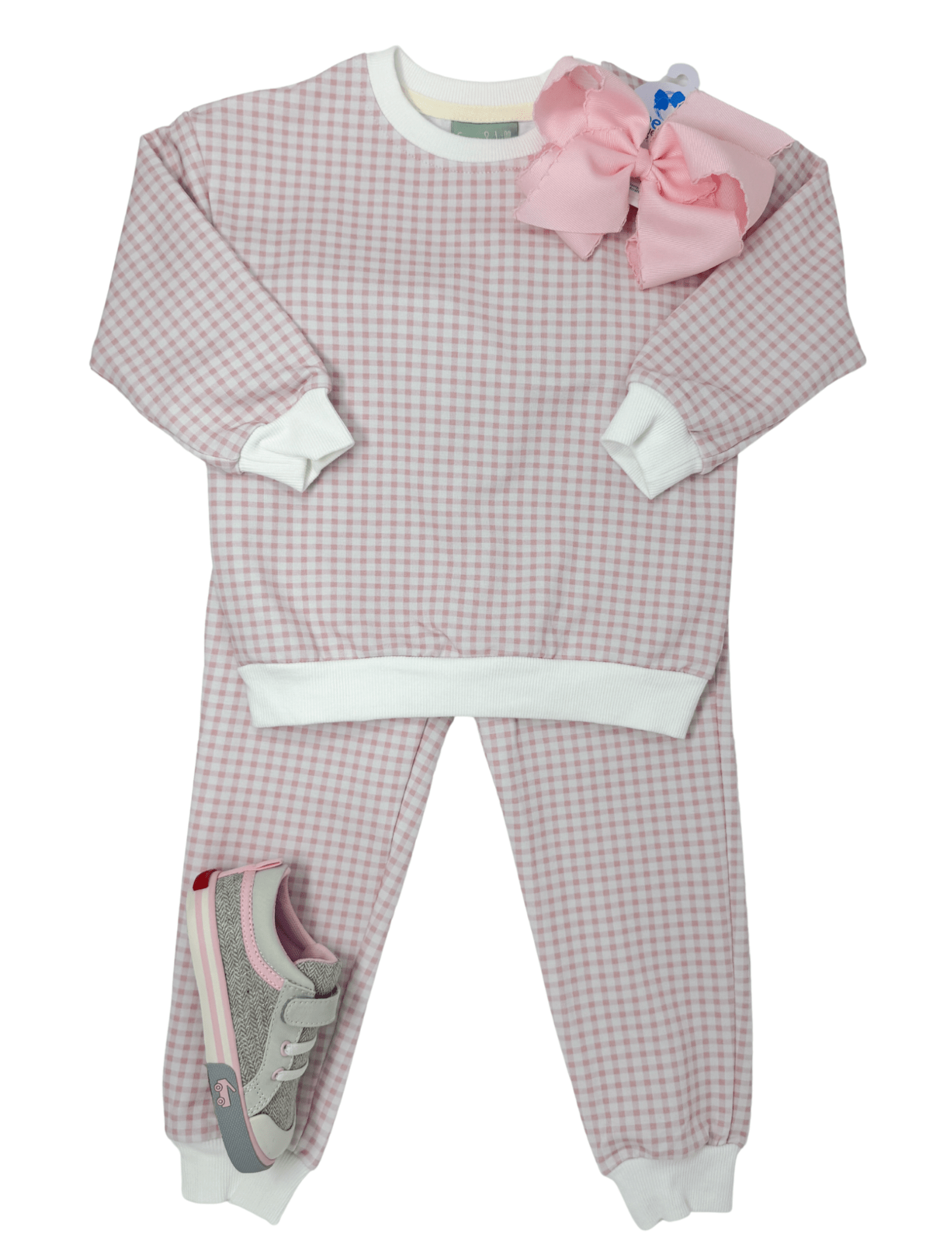 Jogger Set - Pink Gingham Girls Sets Sage & Lilly