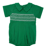 Joseph Smocked Bubble - Hunter Green Boys Bubbles + Rompers Sweet Dreams