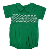 Joseph Smocked Bubble - Hunter Green Boys Bubbles + Rompers Sweet Dreams
